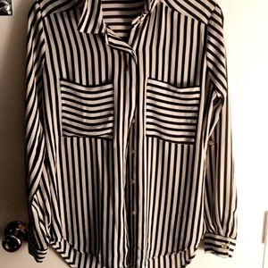 Black and white striped blouse